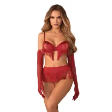 Комплект Obsessive Rossay Red из 4 предметов с открытым промежностью, размер S/M