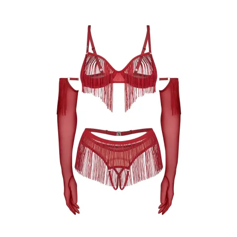 Комплект Obsessive Rossay Red 4-pcs crotchless set S/M
