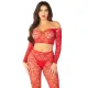 Комплект топ і легінси Leg Avenue Off The Shoulder, One Size, Red, довгий рукав