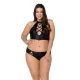 Комплект з екошкіри Passion NANCY BIKINI 4XL/5XL black, бра та трусики з імітацією шнурівки