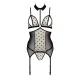 Корсет з відкритими грудьми Passion DOMINICA CORSET L/XL beige, пажі для панчіх, стрінги