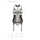 Корсет з відкритими грудьми Passion DOMINICA CORSET L/XL beige, пажі для панчіх, стрінги
