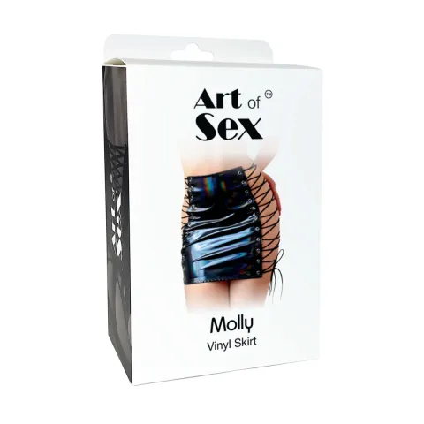 Лакована спідниця на шнурівці Art of Sex - Molly, колір чорний, L-2XL