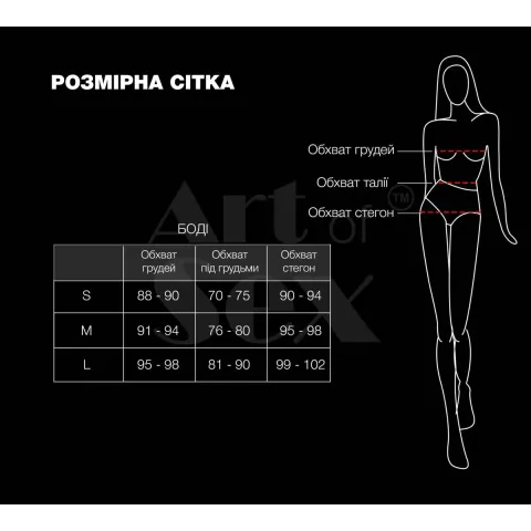 Лаковане боді Art of Sex - Jazz, колір чорний, розмір M