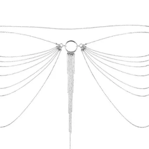 Цепочка для трусиков или бюстгальтера Bijoux Indiscrets Magnifique Waist Chain — серебристая, украшение для тела