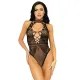 Leg Avenue Net and lace halter bodysuit OS Black