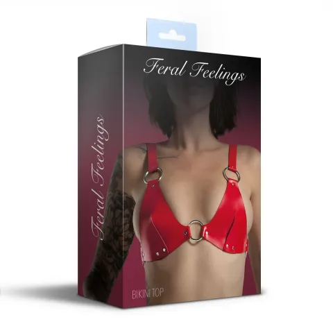 Лиф из натуральной кожи Feral Feelings — Bikini Top Red