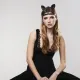 Маска кошечки Bijoux Indiscrets MAZE — головной убор с кошачьими ушками, черный, из экокожи