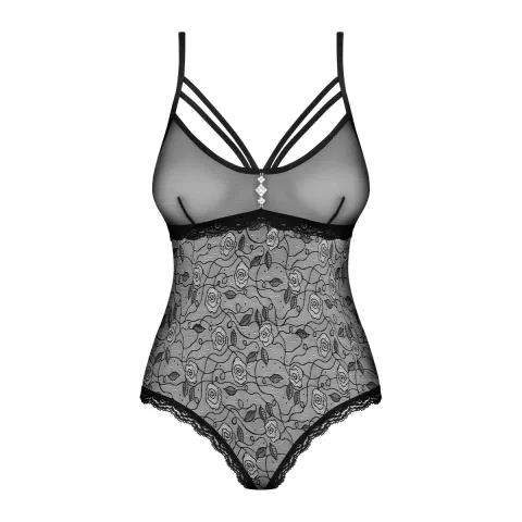Мереживне боді з доступом Obsessive 818-TED-1 teddy L/XL, чорне