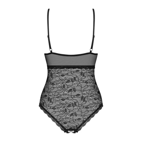 Кружевное боди с открытым вырезом Obsessive 818-TED-1 teddy S/M, чёрное