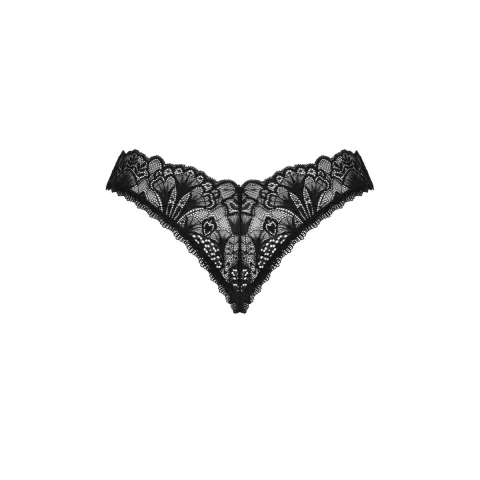 Кружевные стринги Obsessive Donna Dream crotchless thong M/L Black, открытый доступ