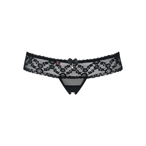 Кружевные танги с открытым дизайном Obsessive 837-THC-1 S/M, черные