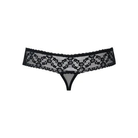 Кружевные танги с открытым дизайном Obsessive 837-THC-1 S/M, черные