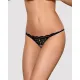 Кружевные стринги с двумя отверстиями Obsessive 831-THC-1 crotchless thong S/M, черные, с бантиками
