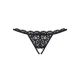 Кружевные стринги с двумя отверстиями Obsessive 831-THC-1 crotchless thong S/M, черные, с бантиками