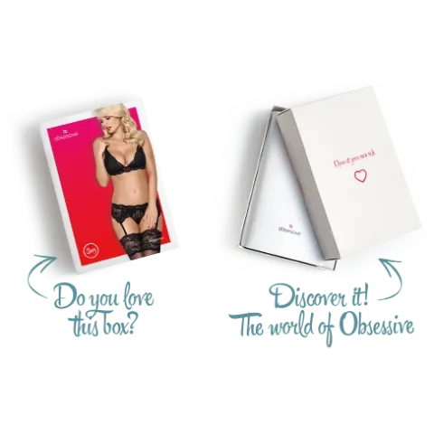Кружевной комплект нижнего белья Obsessive 810-SEG-1 L/XL Black: бюстгальтер, стринги, пояс для чулков