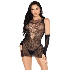 Минисукня Leg Avenue Mini Dress и подходящие перчатки One Size Black