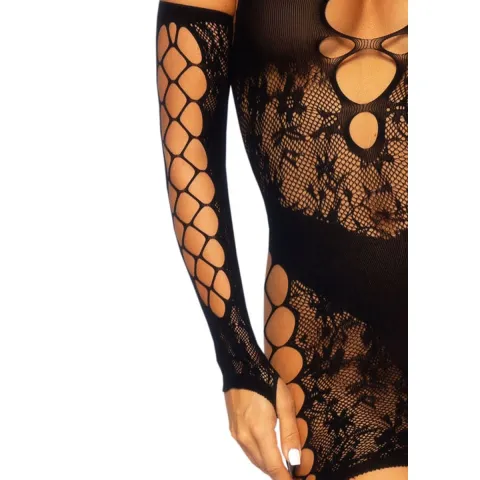 Мини-платье Leg Avenue Mini dress and matching gloves, один размер, чёрное, в комплекте с митенками