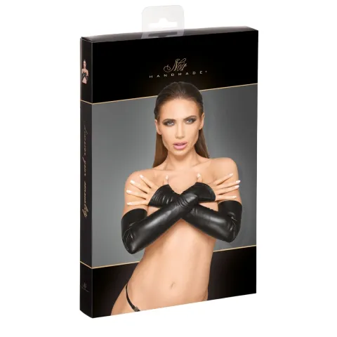 Mitts Noir Handmade F213 Elastic — эко-кожаные перчатки без пальцев, L, эко-кожа