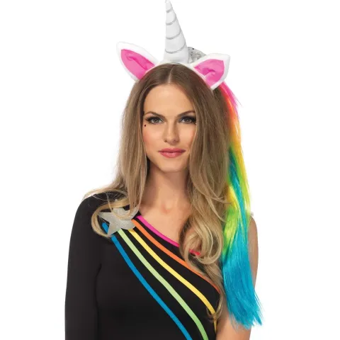 Повязка на голову в виде рога единорога Leg Avenue Magical Unicorn Headband с радужной гривой