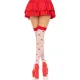 Чулки Leg Avenue Polka Dot Mushroom Thigh Highs, универсальный размер, бело-красные, на резинке, рисунок — грибы