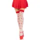 Чулки Leg Avenue Polka Dot Mushroom Thigh Highs, универсальный размер, бело-красные, на резинке, рисунок — грибы