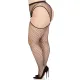 Панчохи Leg Avenue Stokings with O-ring Attached Garter Belt, 1X/2X, чорні, у сітку, імітація пояса