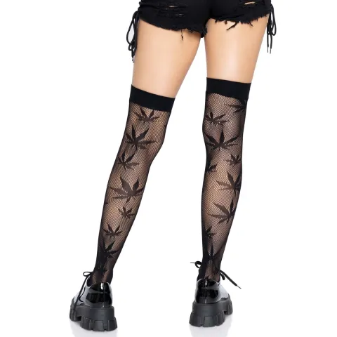 Чулки с рисунком Leg Avenue 420 Net, до бедра, черные