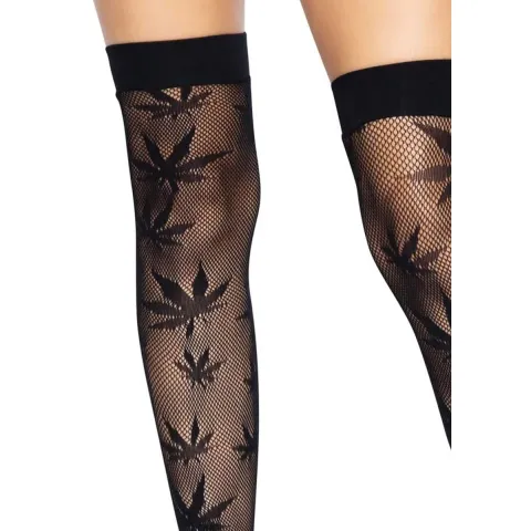 Чулки с рисунком Leg Avenue 420 Net, до бедра, черные