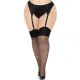 Чулки со стразами Leg Avenue Wide Top Rhinestone Sheer Stockings, размер 1X/2X, черные, выше колена