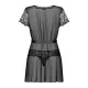 Пеньюар Obsessive Alluria peignoir & thong, S/M, прозрачный, с кружевом, пояс, трусики в комплекте