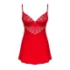 Пеньюар Obsessive Ingridia chemise & thong XS/S, червоний, сорочка, стрінги