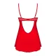 Пеньюар Obsessive Ingridia chemise & thong XS/S, червоний, сорочка, стрінги