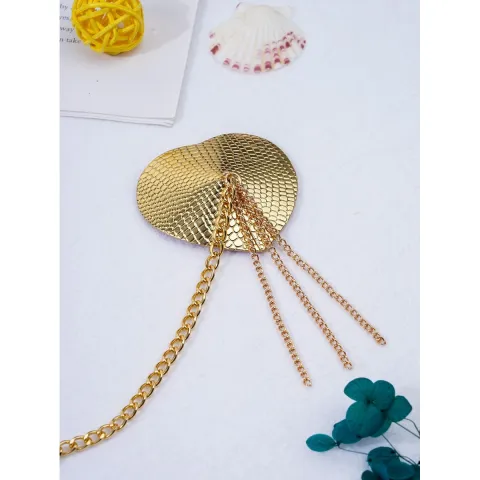Пестис-сердечка з пензликами та чокером JSY Nipple Sticker RT236114 Golden