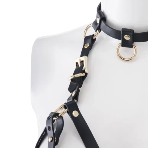 Нагрудная ремня LOCKINK SEVANDA Queen Chest Harness со съемным бюстгальтером, черная, со съемными застежками