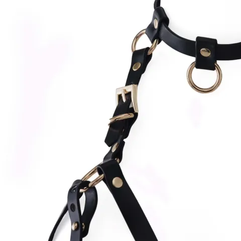 Нагрудная ремня LOCKINK SEVANDA Queen Chest Harness со съемным бюстгальтером, черная, со съемными застежками