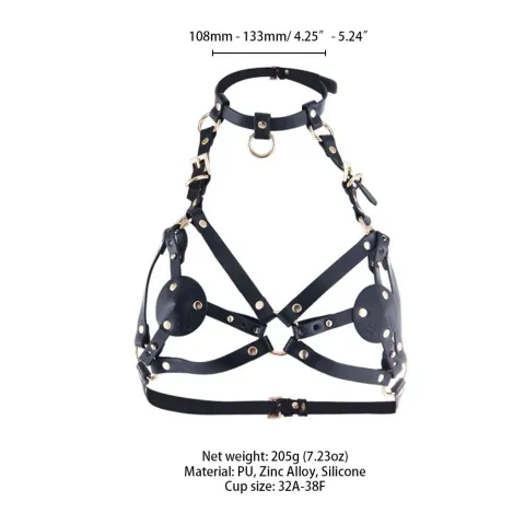 Нагрудная ремня LOCKINK SEVANDA Queen Chest Harness со съемным бюстгальтером, черная, со съемными застежками