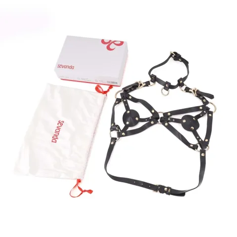 Нагрудная ремня LOCKINK SEVANDA Queen Chest Harness со съемным бюстгальтером, черная, со съемными застежками