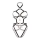 Портупея-тедди из экокожи Leg Avenue Heart ring harness teddy L, Black, подвеска в виде сердечка, цепочки