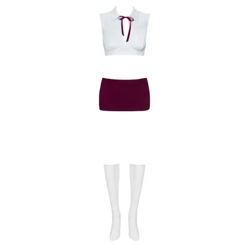 Рольовий костюм - Obsessive Student Set, білий/бордовий L/XL