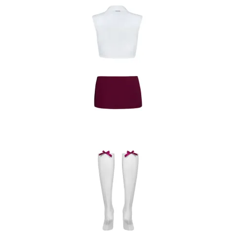 Рольовий костюм - Obsessive Student Set, білий/бордовий L/XL