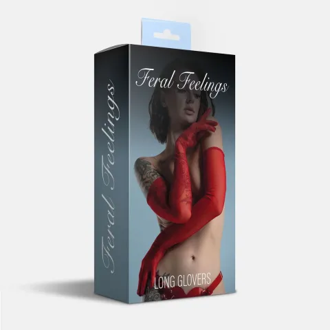 Длинные перчатки из сетки Feral Feelings — Long Glover L, красные