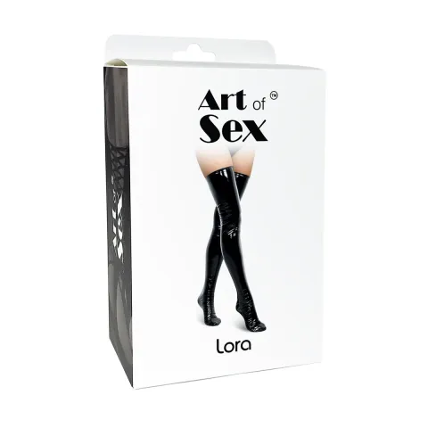 Сексуальні вінілові панчохи Art of Sex - Lora, розмір L, з ефектом голограми