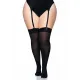 Узкие непрозрачные чулки Leg Avenue Нейлоновые бедра Чёрные, плюс Сайз