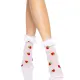 Шкарпетки жіночі з полуничним принтом Leg Avenue Strawberry ruffle top anklets One size, мереживні м