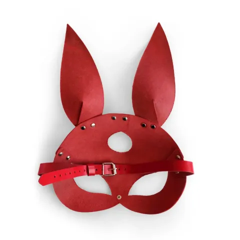 Шкіряна маска Зайчика Art of Sex - Bunny mask, колір Червоний