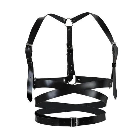 Кожаная портупея Art of Sex — Melani Leather harness, черная, XS–M