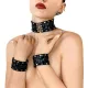 Кожаный чокер с манжетами Art of Sex — Leather Chezarro