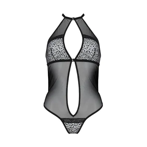 Сетчатое боди с кружевом на груди Passion SATARA BODY L/XL black