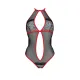 Сетчатый боди с кружевом на груди Passion SATARA BODY L/XL red